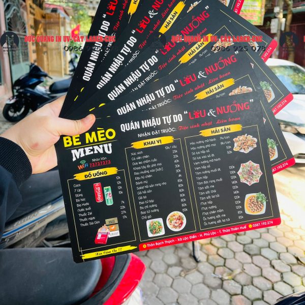 In Menu Nhựa PVC A3 Bền Đẹp | Thiết Kế Miễn Phí – Giá Tốt 2026